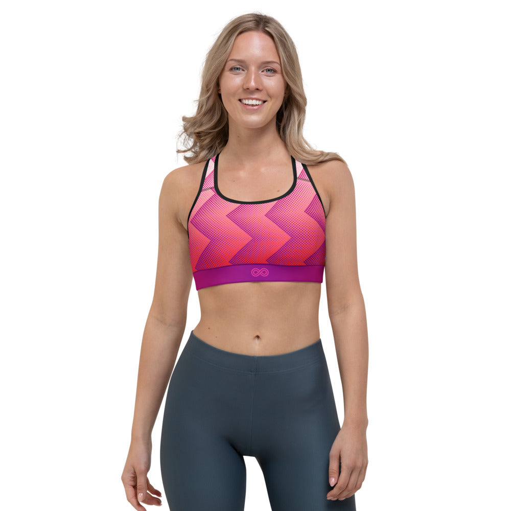 Sports Bra - Pink Zig Zag