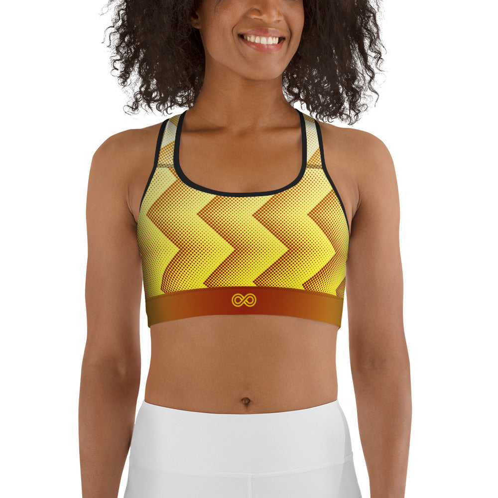 Sports Bra - Gold Zig Zag