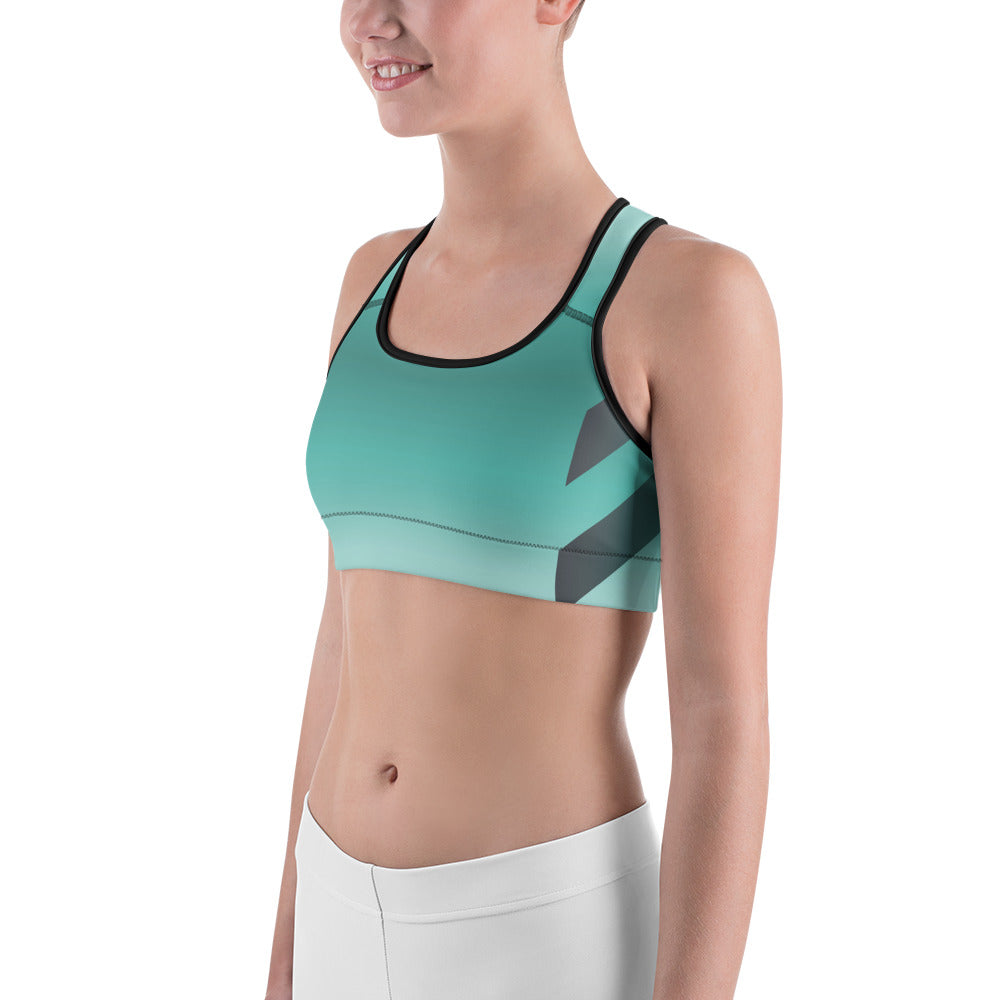 Sports Bra - Green and Grey Stripes