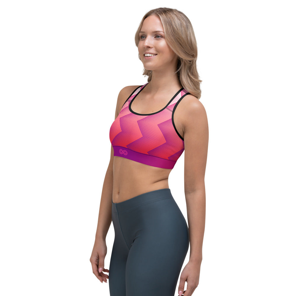 Sports Bra - Pink Zig Zag