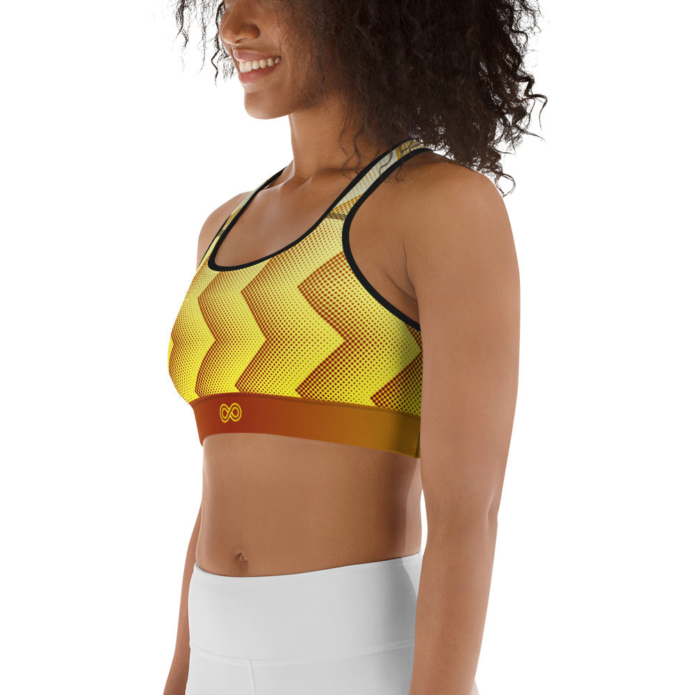 Sports Bra - Gold Zig Zag