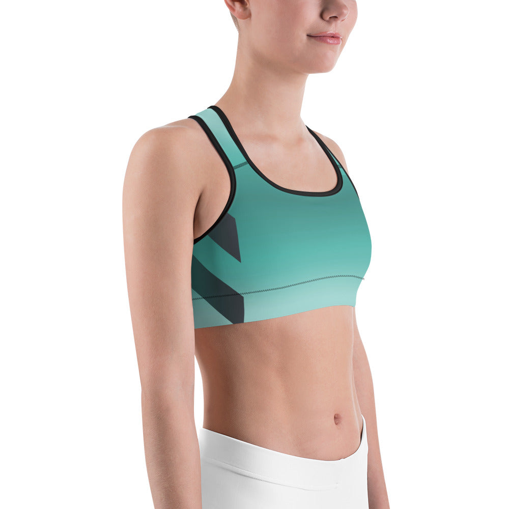 Sports Bra - Green and Grey Stripes