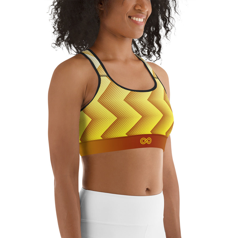 Sports Bra - Gold Zig Zag